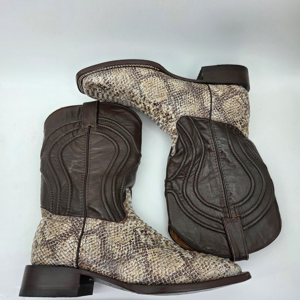 Alfa Python Snakeskin Square Toe Leather Western … - image 5
